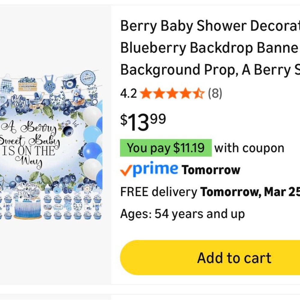 Blueberry Baby Shower Backdrop and Balloon Decoration Set